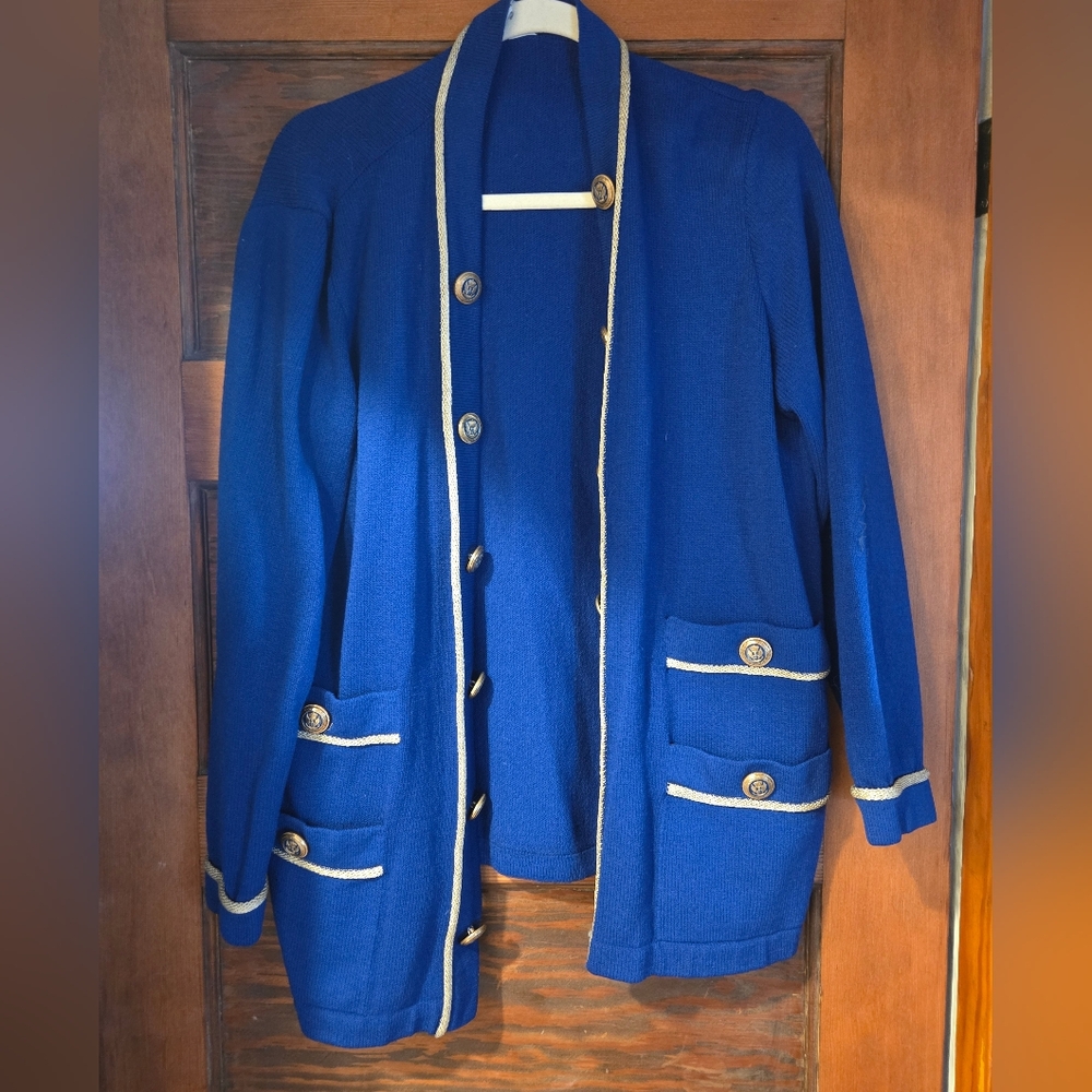 St John Blue Nautical Cardigan